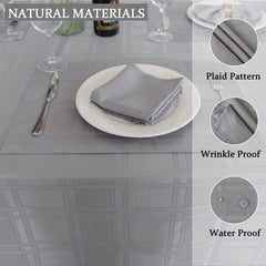 Natalie Gray Polyester Rectangle Tablecloth Wrinkle Resistant