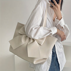 Beige Tote Bag Large Capacity Stylish Shoulder Handbag