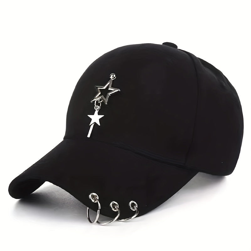 Iron Ring Star Pendant Baseball Cap Unisex Hip Hop Cotton Dad Hats