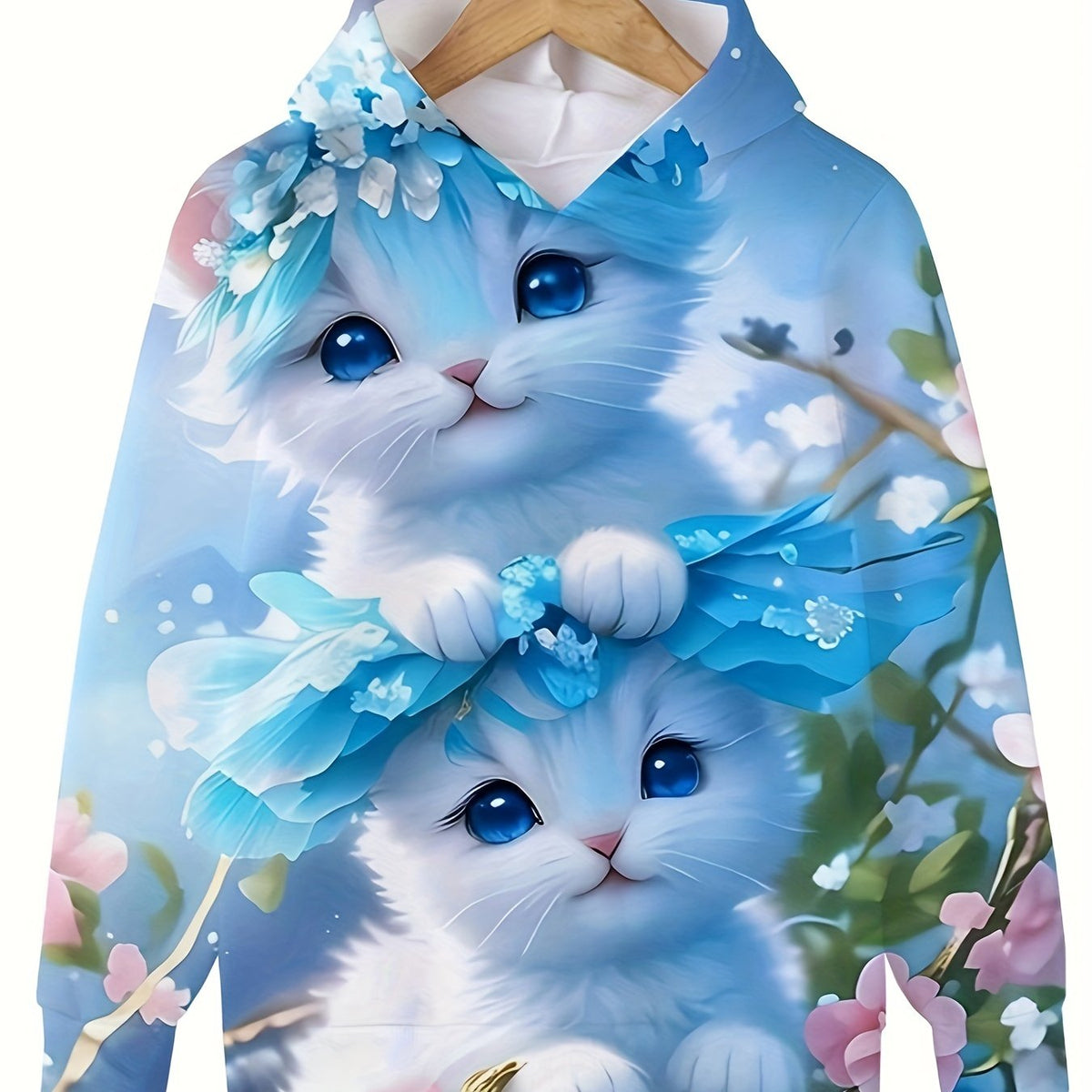 Girls Kitty Friends Long Sleeve Hooded Sweatshirt