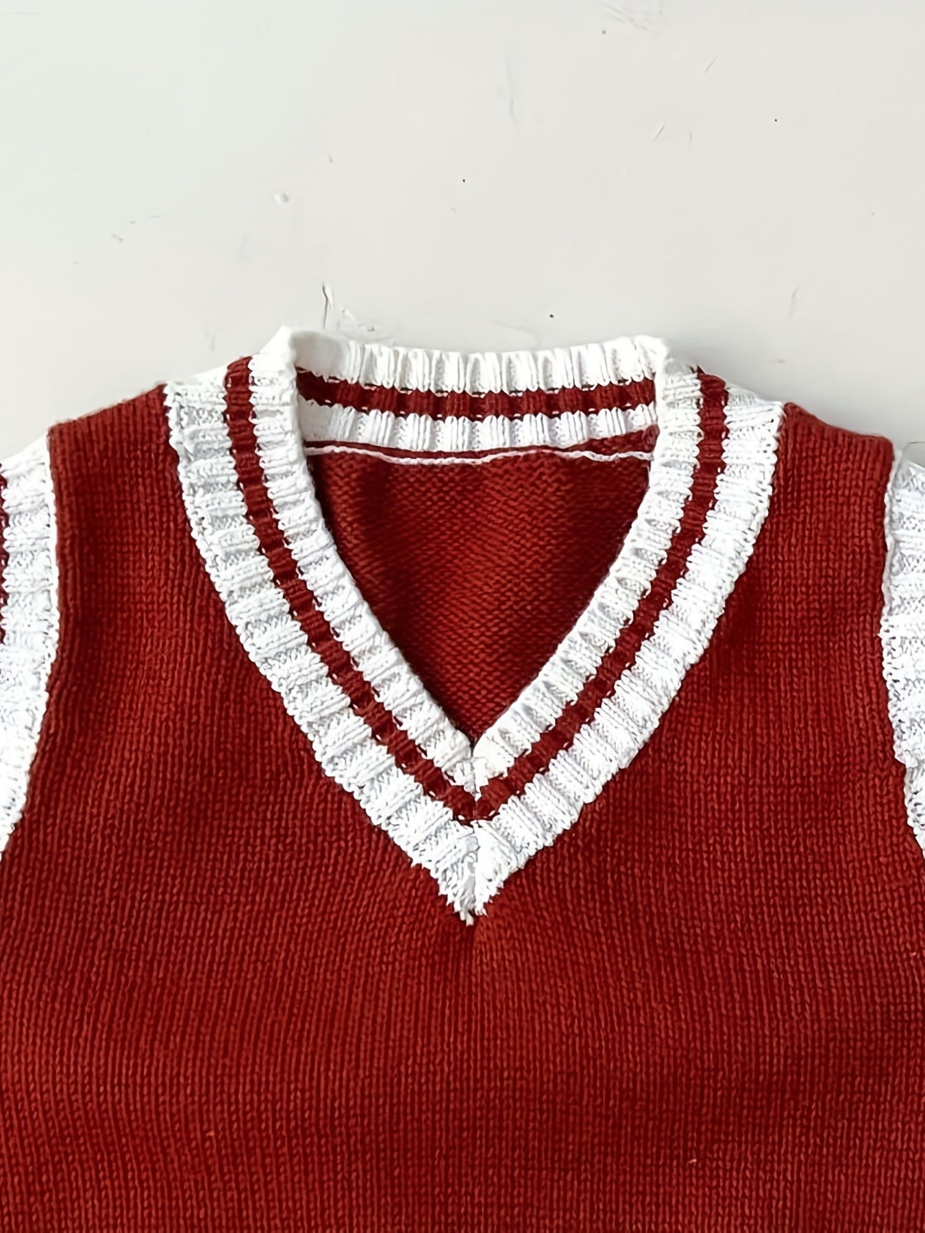 Baby Knitted Vest Kids Cotton Striped V Neck Sweater Top