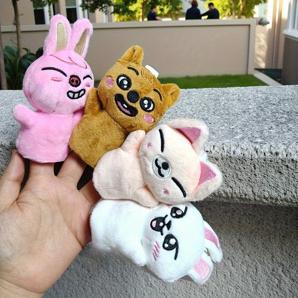 2 Mini Finger Puppets Soft Plush Cartoon Characters Mixed Colors