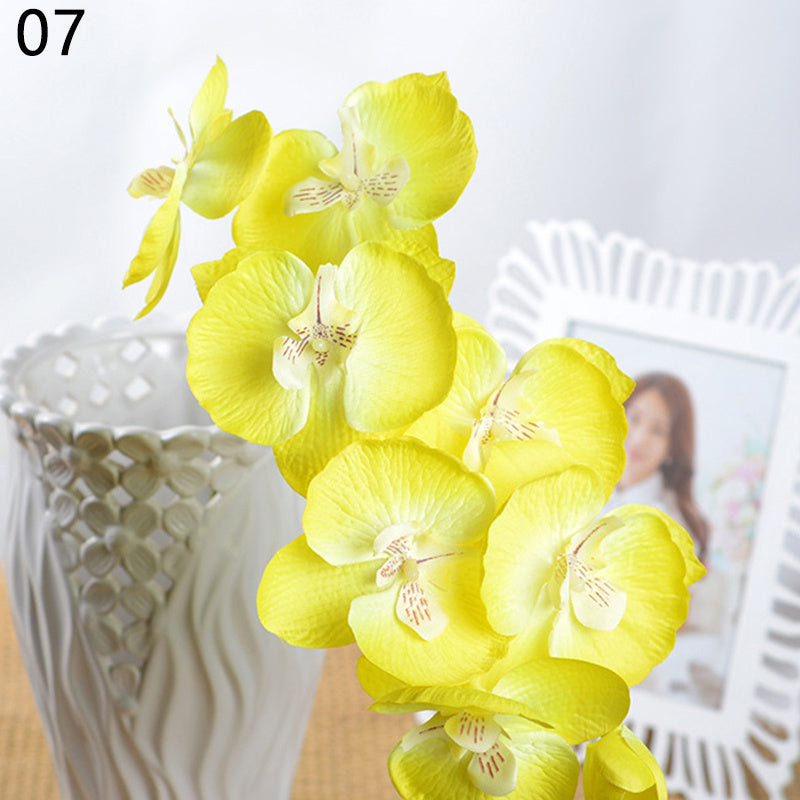 8 Heads Artificial Orchids Simulation Flowers Waterproof Faux Floral