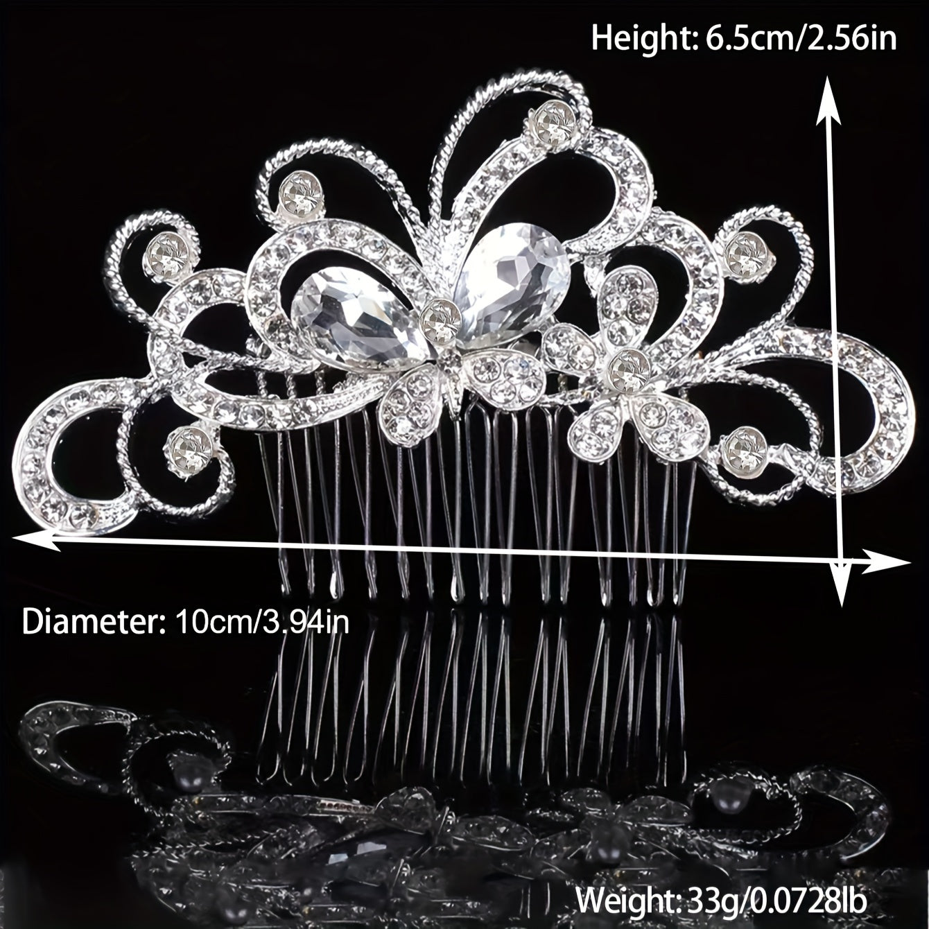 Handcrafted Bridal Hair Comb with Butterfly & Floral Design