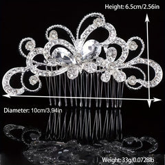 Handcrafted Bridal Hair Comb with Butterfly & Floral Design