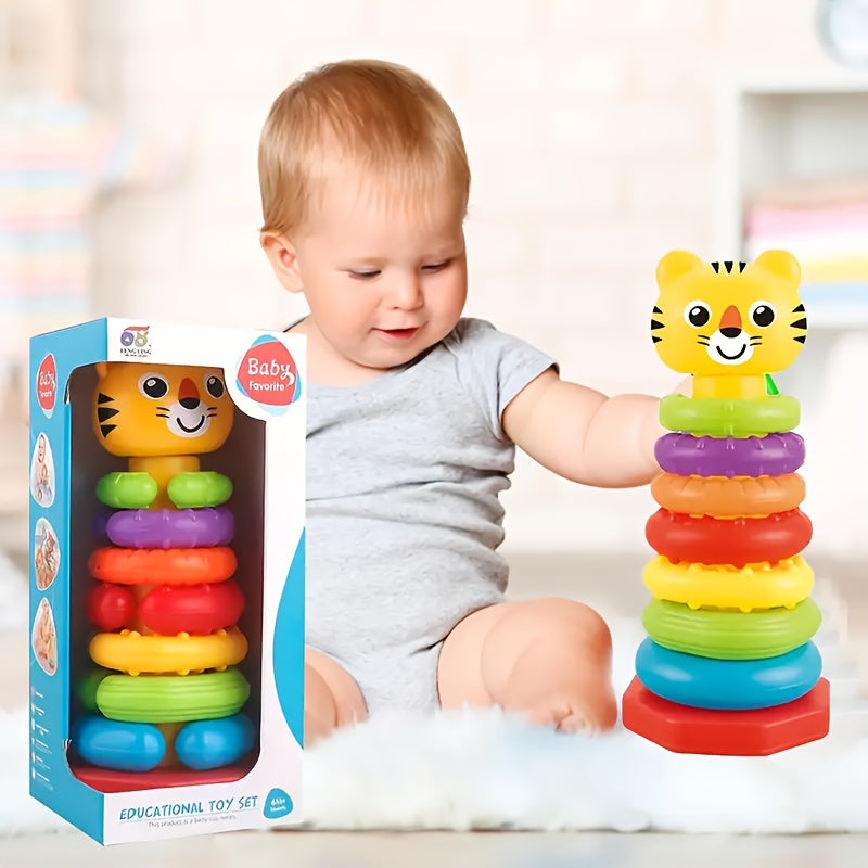 Colorful Stacking Educational Toy for Toddlers with Animal Prints