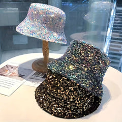 Y2K Sequin Bucket Hat Hip Hop Fisherman Cap