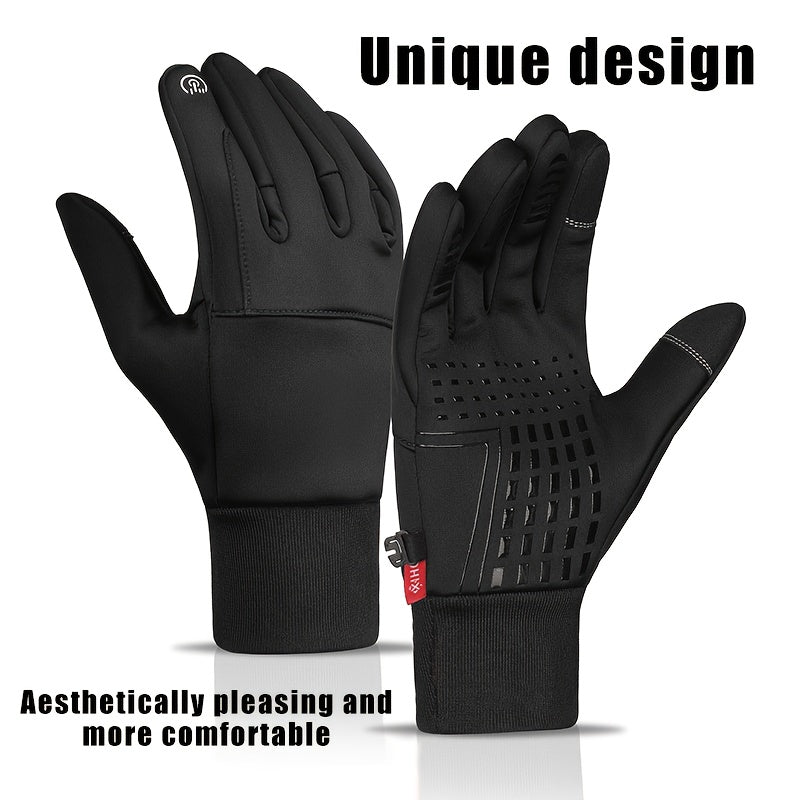 Cycling Full Finger Gloves Windproof Waterproof Touch Screen for Men Women