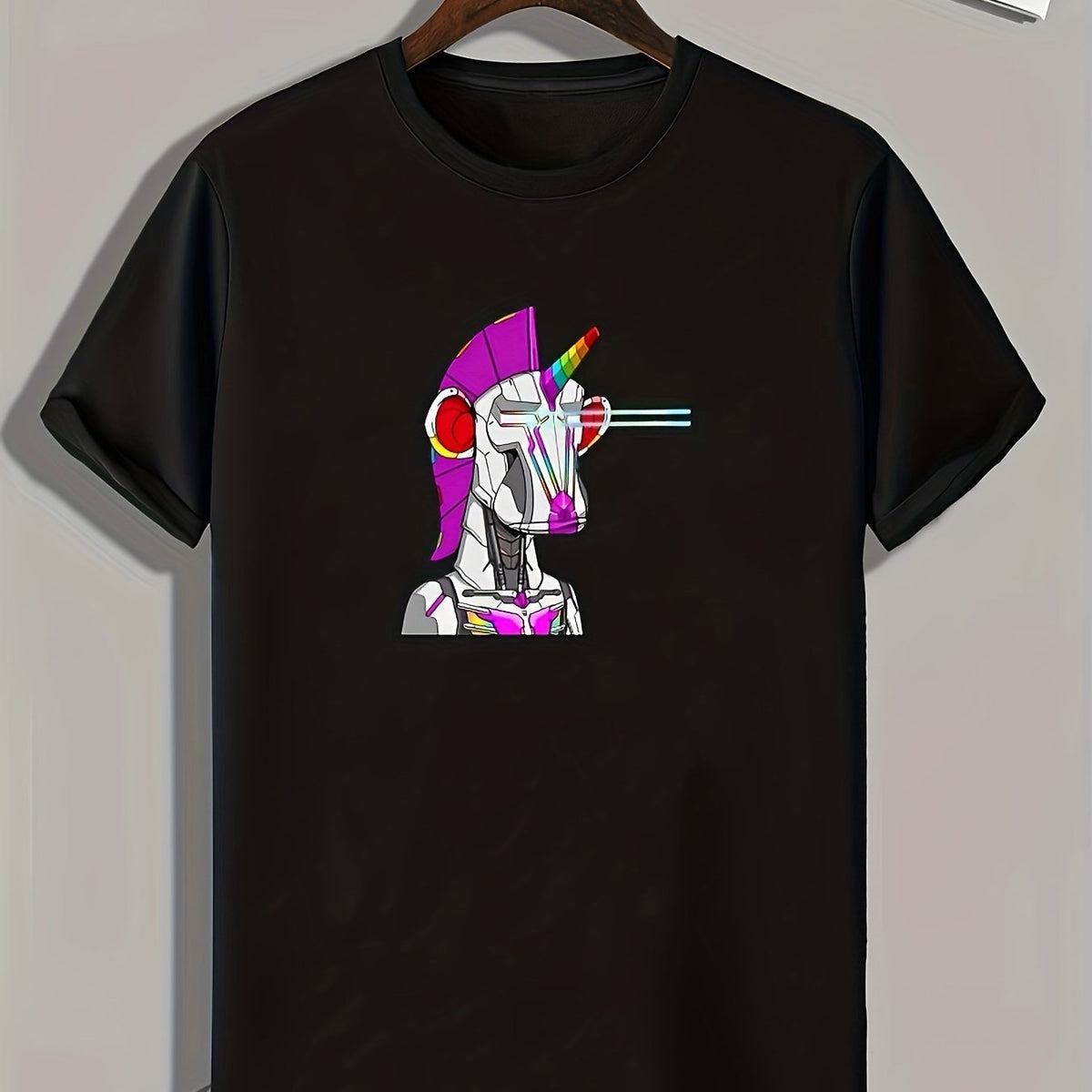 Cyberpunk Style Pattern Print Men's Comfy Sports T-shirt