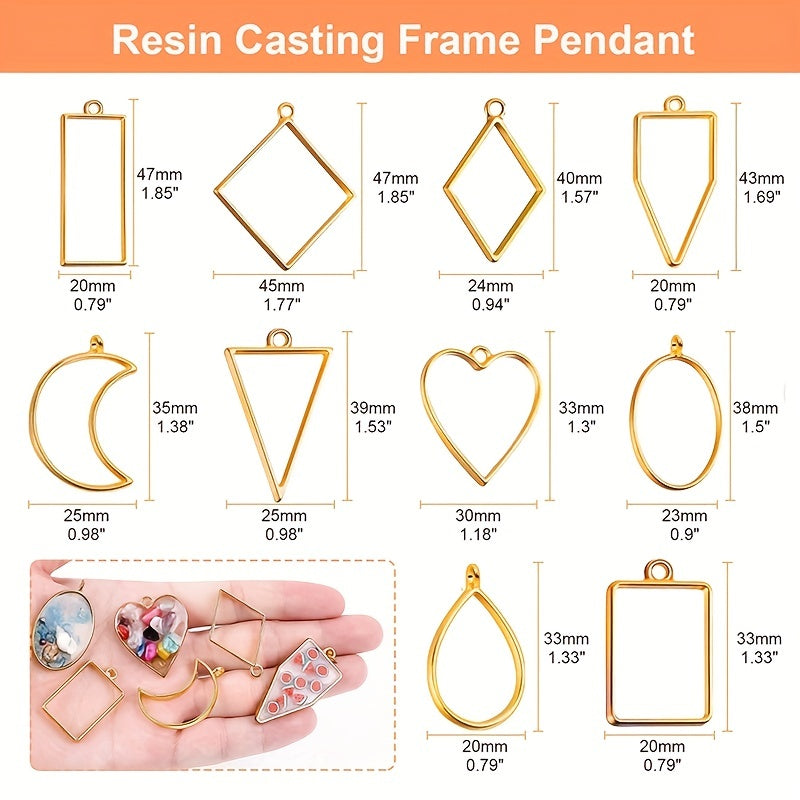 56Pcs Metal Geometric Frame Charm for DIY Jewelry Making