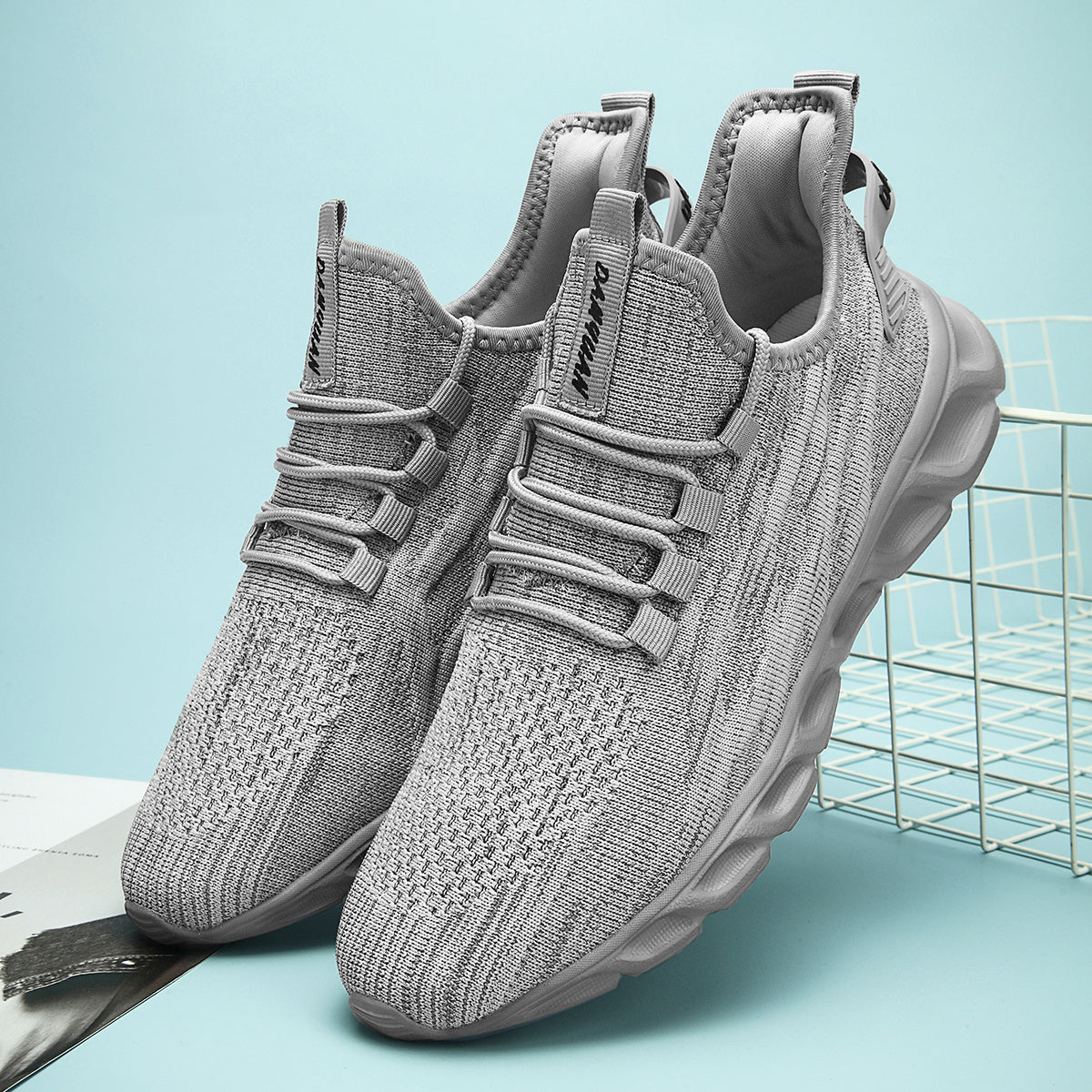 Breathable Knitted Running Shoes Lace Up Sneakers Women's Footwear