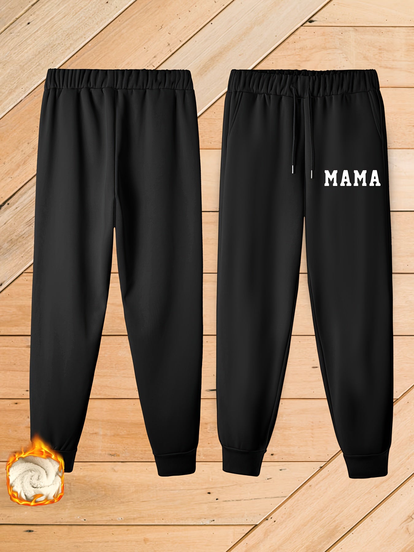 Women's Plus Size Casual Pants with Fleece Liner and Drawstring