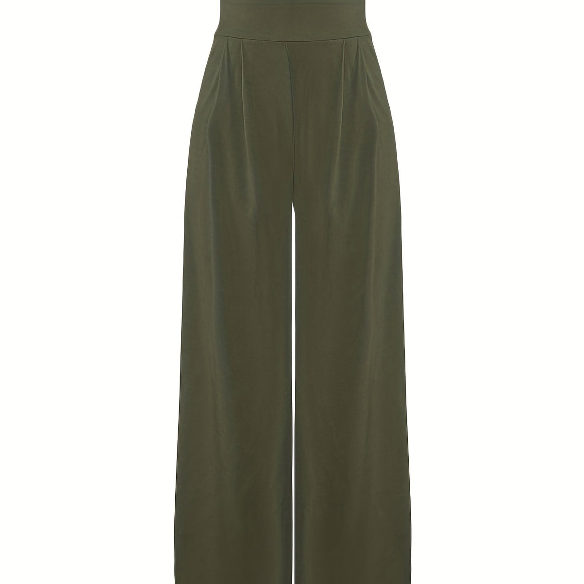 Solid Wide Leg Flare Pants High Waist Casual Pocket