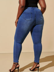  Elastic Waisted High Stretch Slimming Denim Pants