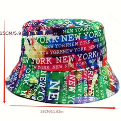 Letter Graffiti Bucket Hat Double Sided Wear Mens Womens Sunshade