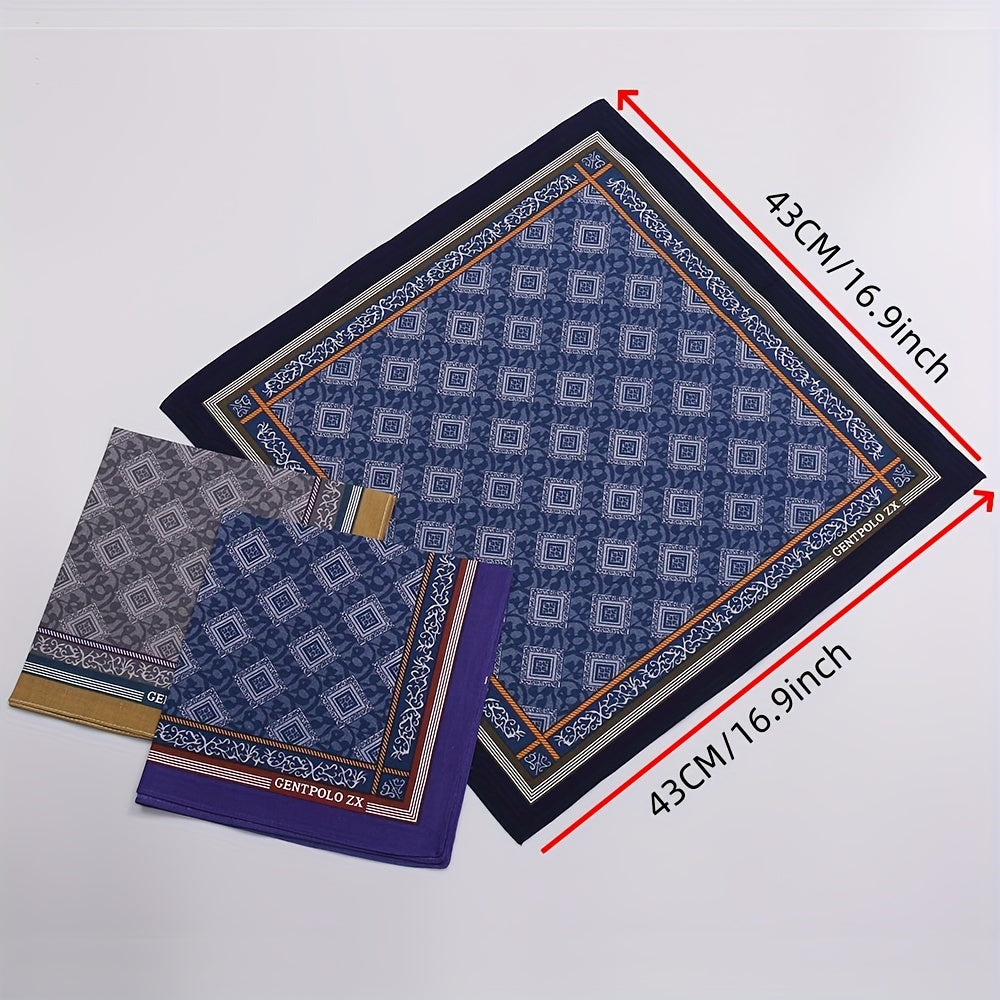 3pcs Men's Woven Printed Handkerchiefs - Outdoor & Wedding Gift Set