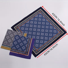 3pcs Men's Woven Printed Handkerchiefs - Outdoor & Wedding Gift Set