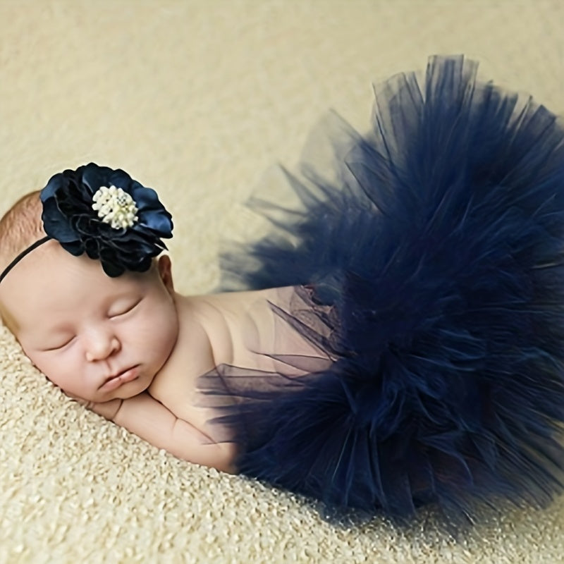 2pcs Baby Girl Tutu Skirt Set Photo Props Newborn Clothes Accessories