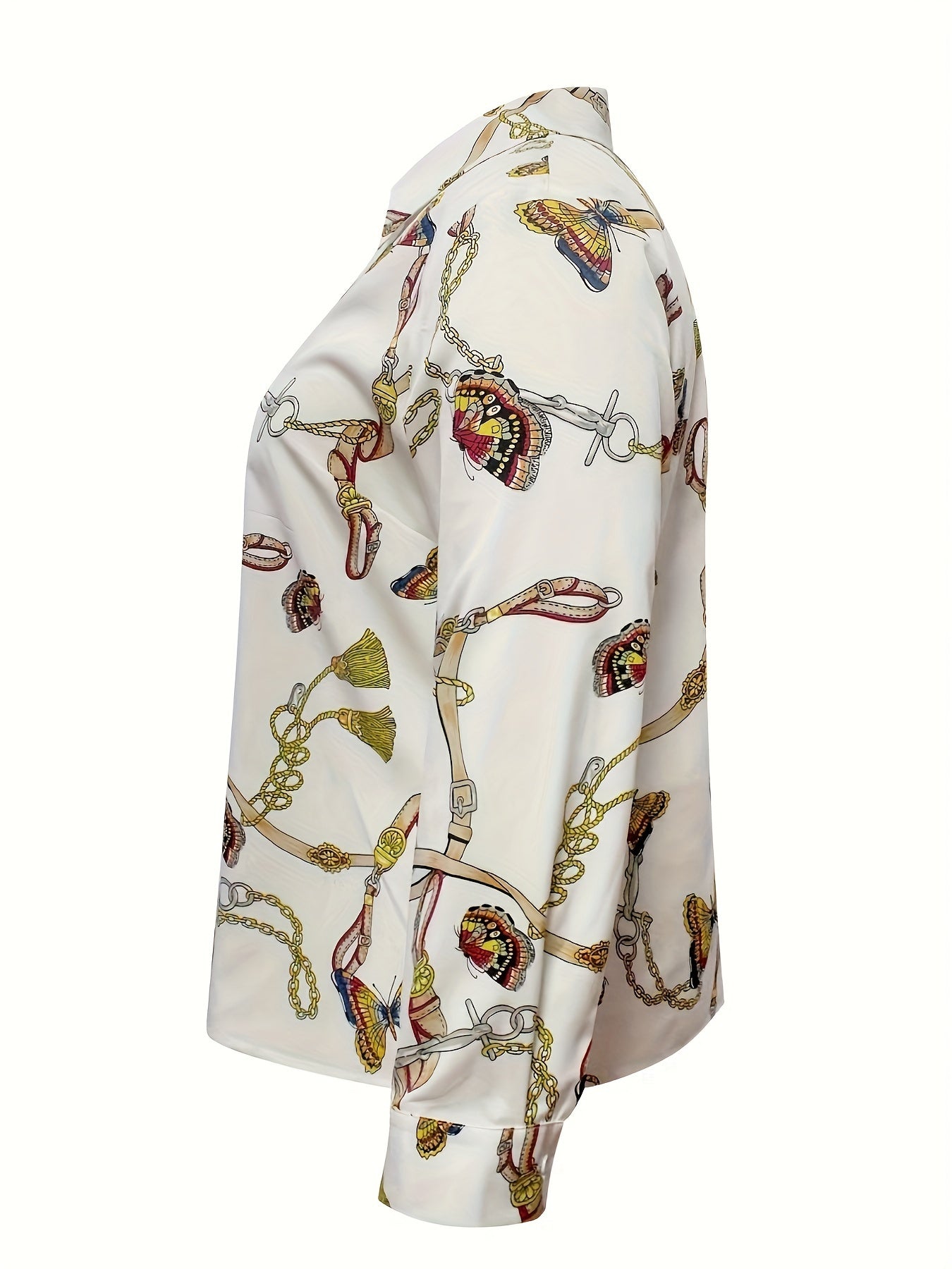  Butterfly Print Long Sleeve Shirt Top