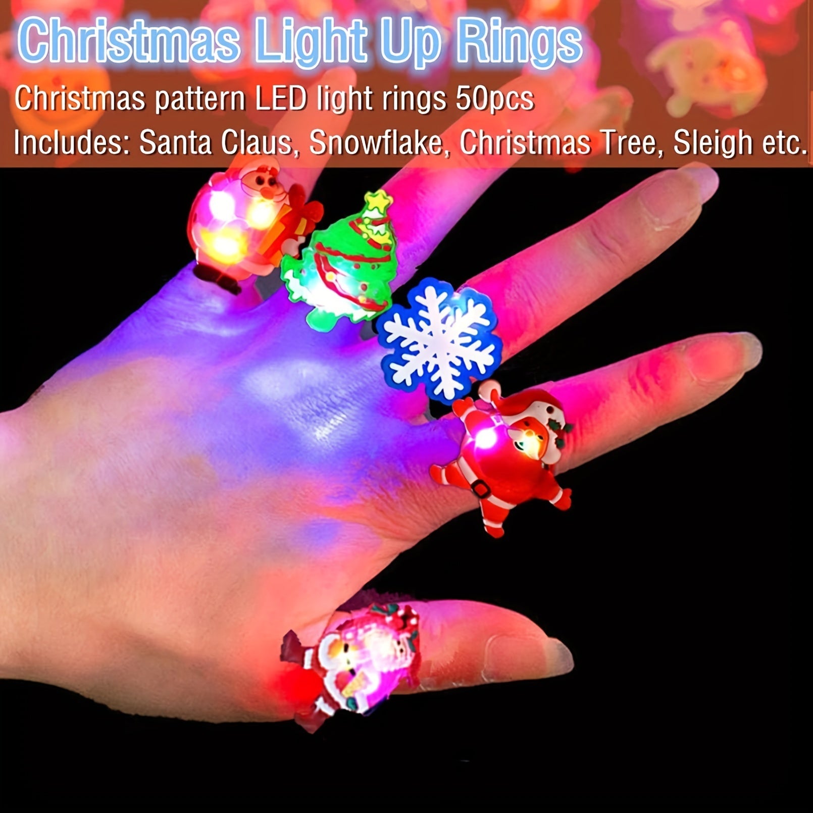Christmas Light Rings Party Favors Christmas LED Glow Up Rings Party Supplies