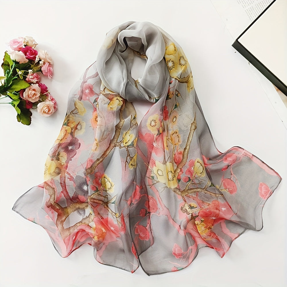 Soft Chiffon Scarf Breathable Printed Shawl Wrap Travel Sunscreen Scarf