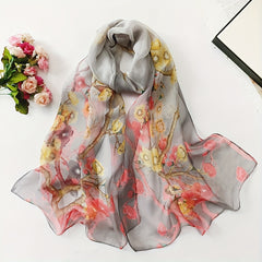 Soft Chiffon Scarf Breathable Printed Shawl Wrap Travel Sunscreen Scarf
