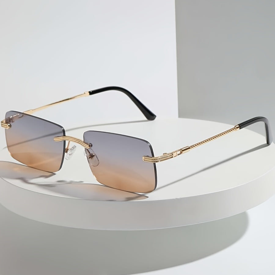 Vintage Rimless Rectangle Frameless Candy Glasses Women Unisex Sunglasses
