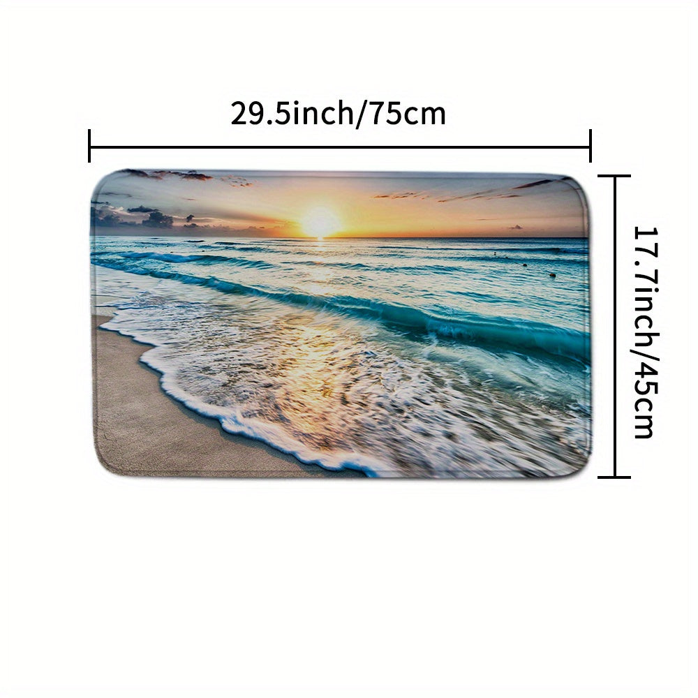 Dawn Sea Wave Shower Curtain & Mat Set