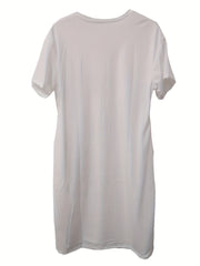  Casual Dress Women's Plus Letter Print Short Sleeve V Neck Dress