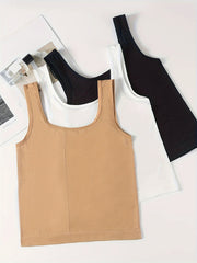 3pcs Solid Tank Tops Sleeveless Comfy Top Women's Lingerie