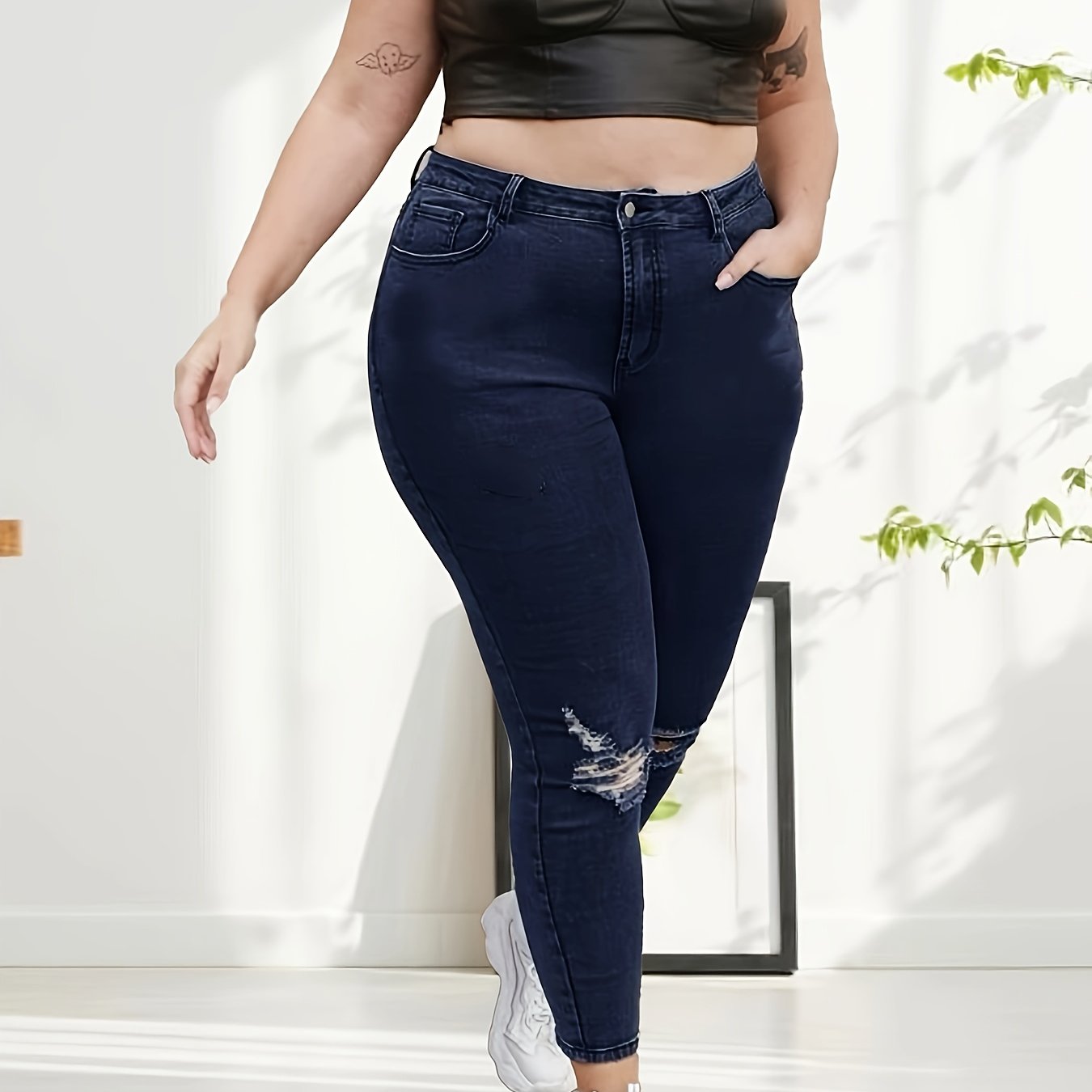  High Waist Stretch Slim Fit Denim Pants