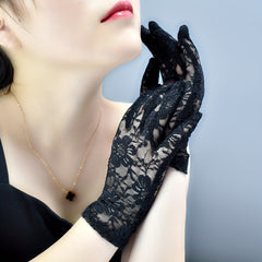 Floral Lace Gloves Vintage Full Finger Gloves For Wedding