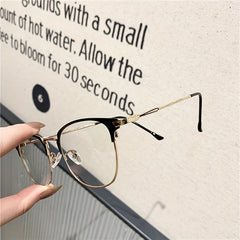 Metal Frame Eyeglasses Classic Temple Clear Lens Casual Glasses
