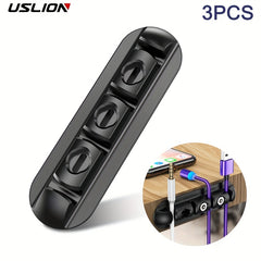 3PCS 4 Holes Magnetic Suction Head Cable Organizer Holder