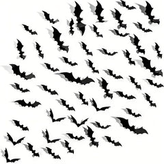 Halloween Bat Wall Decor Set - 96pcs 3D Bats in 4 Sizes