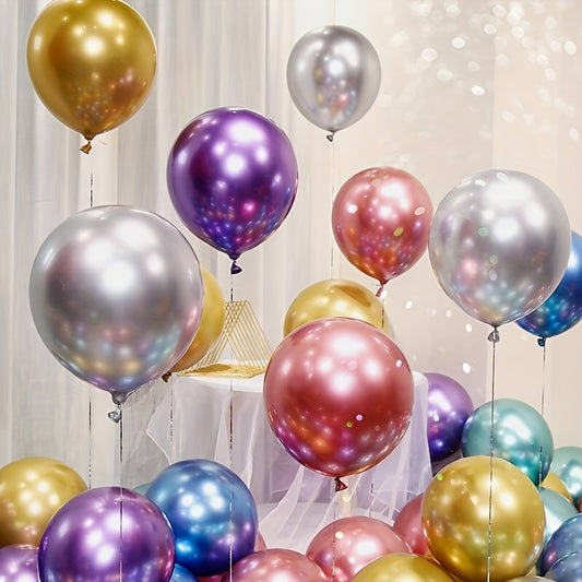 50pcs Multicolor Metallic Latex Balloons for Wedding Birthday Party Decor