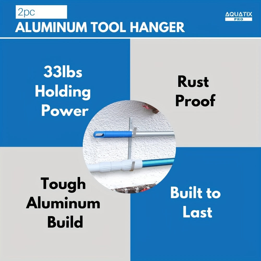 Aluminium Pool Pole Hangers 2 Pack with 4 Nails