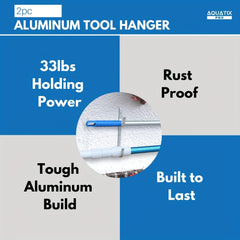 Aluminium Pool Pole Hangers 2 Pack with 4 Nails