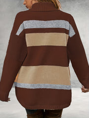  Colorblock Turtle Neck Sweater
