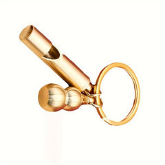 Brass Whistle & Mini Gourd Pendant Keychain - Creative Decoration