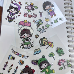 Sweetheart Girl Luggage Stickers For Journal Books Waterproof Notebook Material