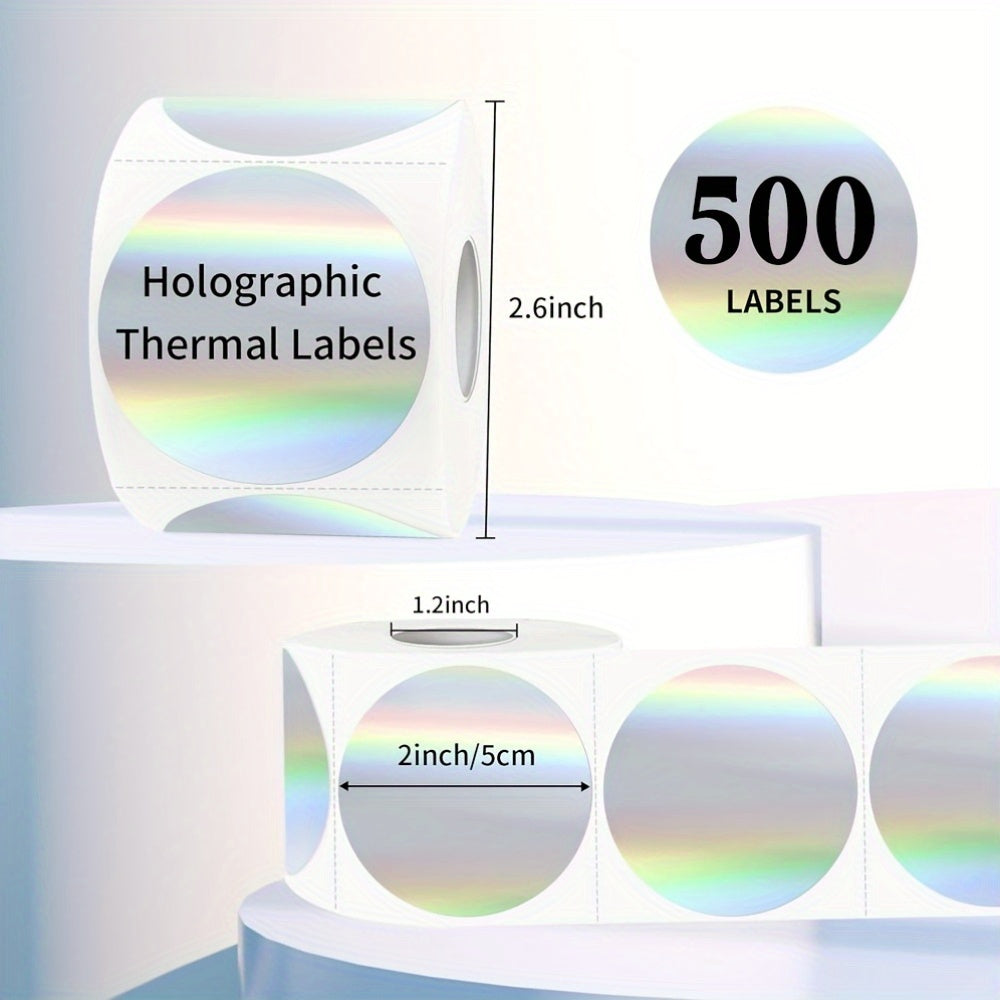 500pcs 2 Inch Holographic Circle Stickers Self Adhesive Waterproof Labels