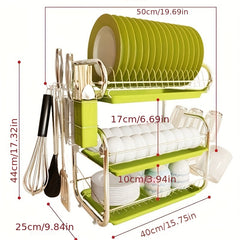 3 Tier Dish Rack Cutlery Cup Plates Holder Sink Draining Rack Tray Kitchen