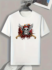 Skull Print Men's Sports T shirt Outdoor Fitness Tee