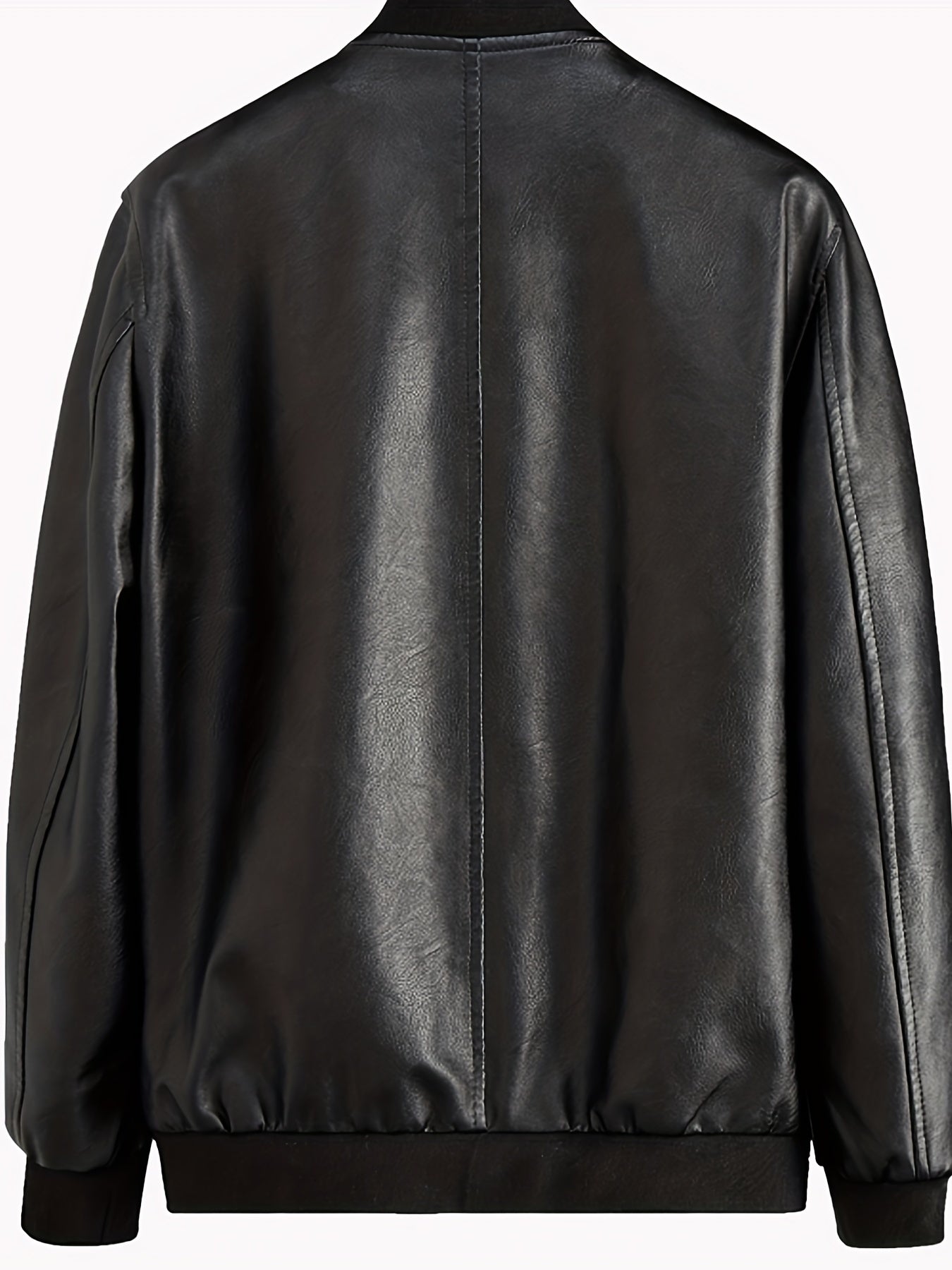 Men's Zip Up Faux Leather Jacket Baseball Collar