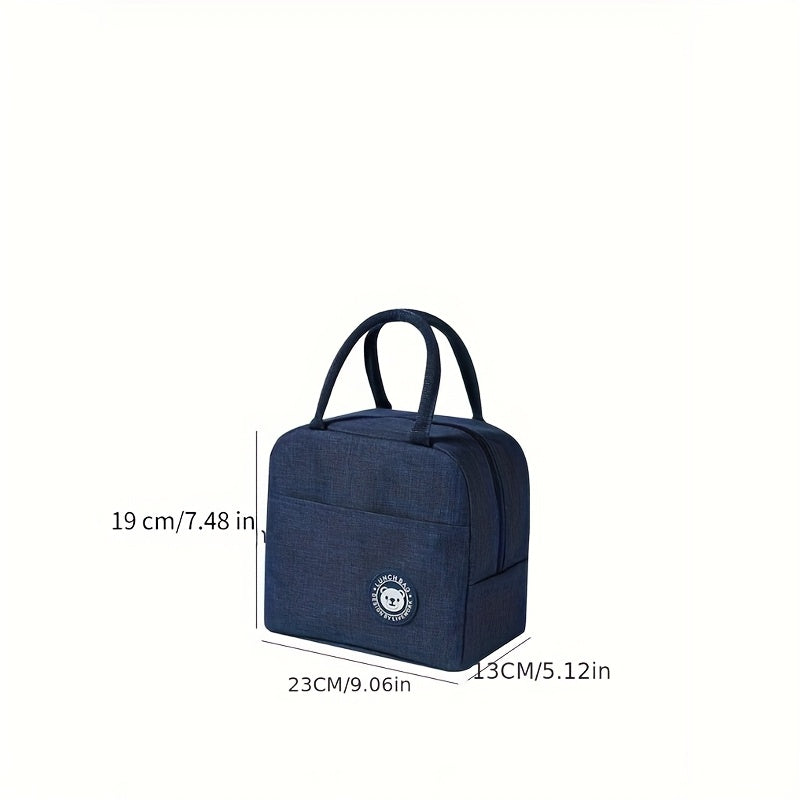 Bear Pattern Insulated Lunch Bag Waterproof Oxford Fabric for School & Office