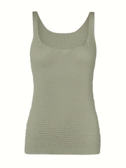 Waffle Knit Square Neck Tank Top for Women