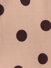  Polka Dot Print Long Sleeve Lapel Collar Dress
