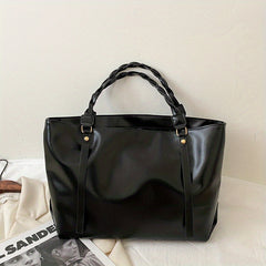 Minimalist Solid Tote Bag Satchel Handbag For Work Twisted Straps