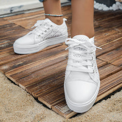 Women's Lace Mesh Sneakers Lightweight Low Top Shoes